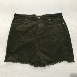 Love Tree Olive Green Corduroy Frayed Hem Mini Skirt XL Hippie Grunge‎